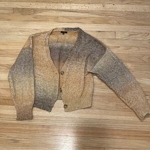 Gradient Brown Cardigan Sweater
